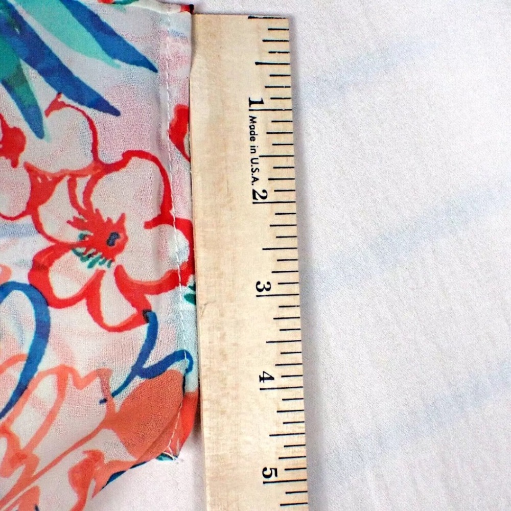 Charming Charlie Sheer Cover Up Top Womans Medium Hawaiian Floral Open Front - Picture 5 of 6